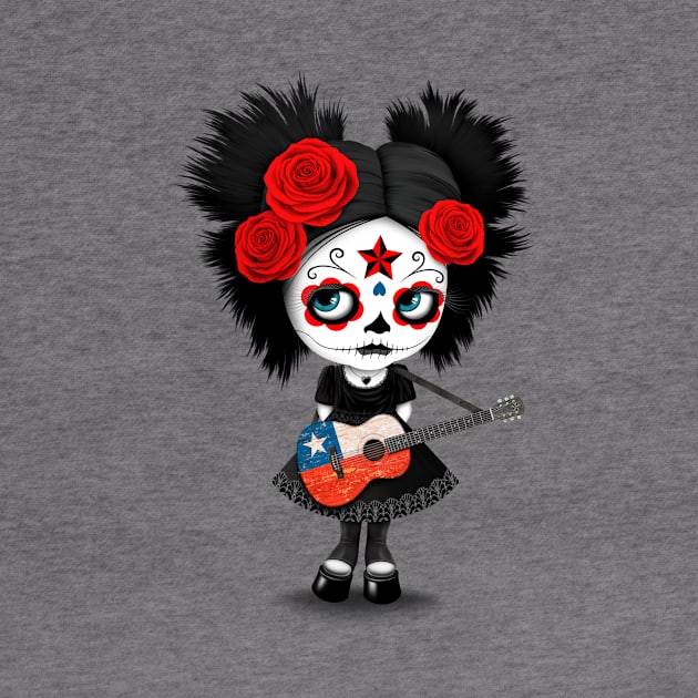 Sugar Skull Girl Playing Chilean Flag Guitar by jeffbartels